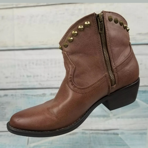 Mossimo Womens Brown Ankle Studded Biker Boots 8.5 - Picture 2 of 7